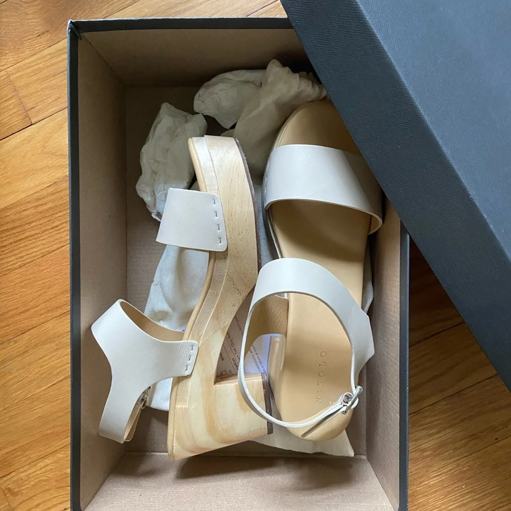Nisolo Cream Leather Clogs, size 10 - Picture 1 of 4